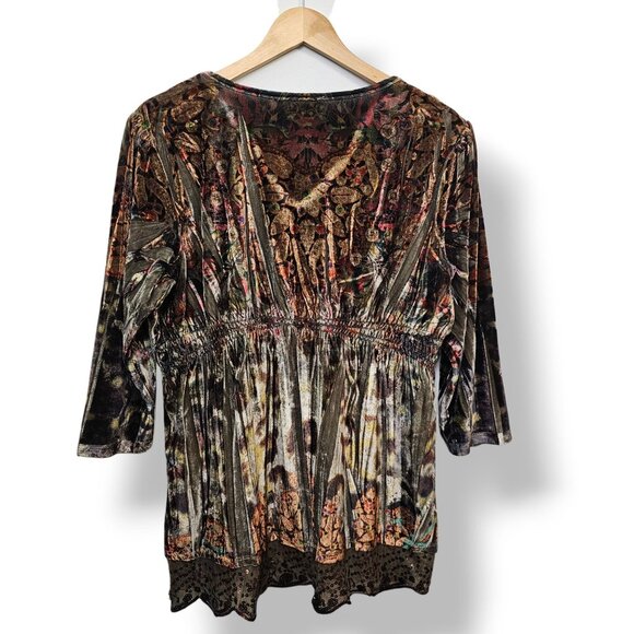 Y2K Velvet Babydoll Top XL Tunic Lace Sequins Hem Dark Fairy Grunge Whimsy Boho - Picture 12 of 12